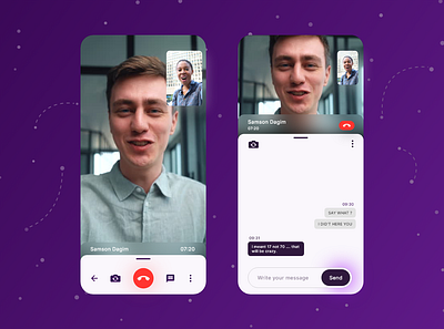 Mobile video chat UI design 3d branding graphic design