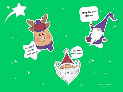 Christmas stickers christmas graphic design illustration stickers vector