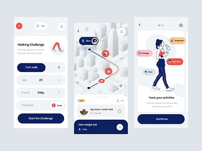 Activity Tracker App 3d animation blue drawing challenge challenge application creative design gamification goal app illustration mobile app motion graphics product design ui uidesign ux uxdesign webdesign women draw women drawings