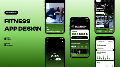 Fitness App - UI/UX Case Study app case study design fitness app gradient minimal mockup modern popular product typography ui ux
