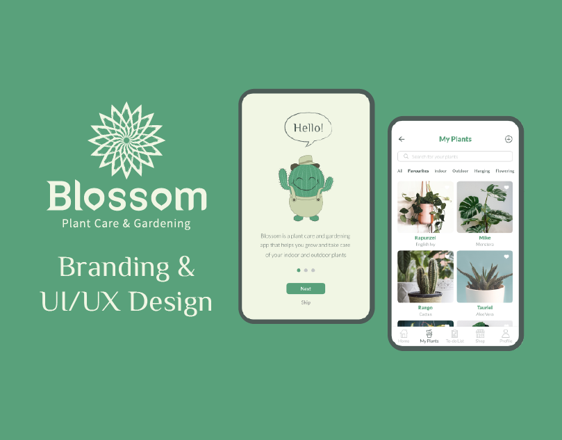 Blossom - Plant Care & Gardening adobe illustrator adobe xd blossom gardening illustration mobile app mobile app design onboarding illustrations plant care ui design uiux design vector illustrations visual design