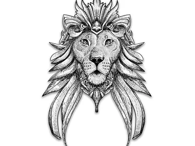 Engraving Lion Tattoo Design - Blockbare ai art bockbare creative design digitalart graphic design illustration logo sketching tattoo