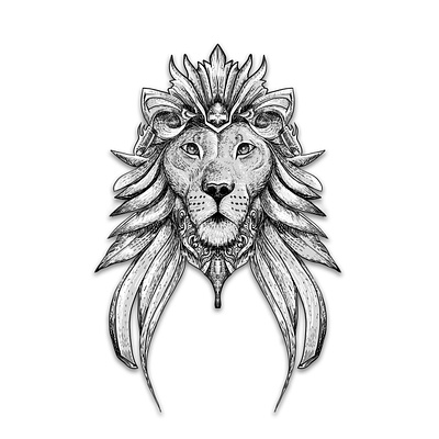 Engraving Lion Tattoo Design - Blockbare ai art bockbare creative design digitalart graphic design illustration logo sketching tattoo