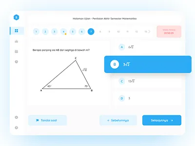 Online Exam App Dashboard - Exam Page app dashboard ecourseapp educationplatform examapp examdashboard onlineeducation ui ux