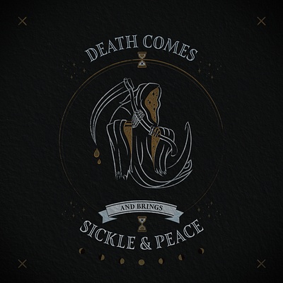 Sickle & Peace age dark death design graphic design hood icon ill illustration logo music peace reaper robe sickle space stars texture time vector