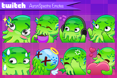 Cthulhu Mascot Twitch Emotes character character design cthulhu emote icon design mascot stream twitch vector