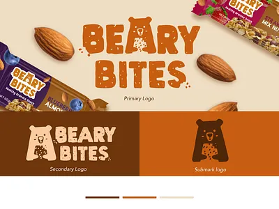 Beary Bites Logo brand identity branding design font food graphic design icon illustration logo logo food typography vector