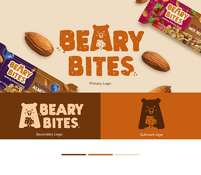 Beary Bites Logo brand identity branding design font food graphic design icon illustration logo logo food typography vector