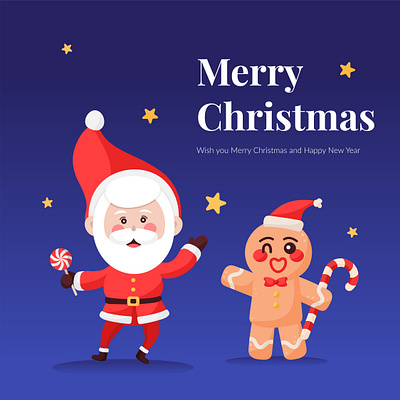 🎄Merry Christmas! cartoon character christmas cute draw gingerbread greeting happy holiday illustration santa santaclaus seasonal