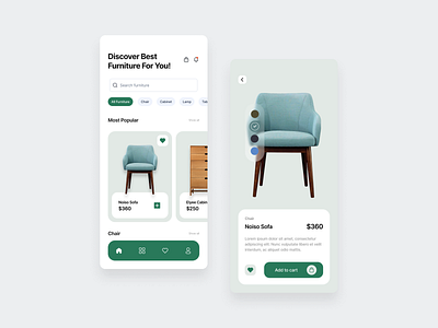 Mobile App - Furniture Ecommerce App Design app app design apps branding design furniture furniture catalog app ui uiux ux