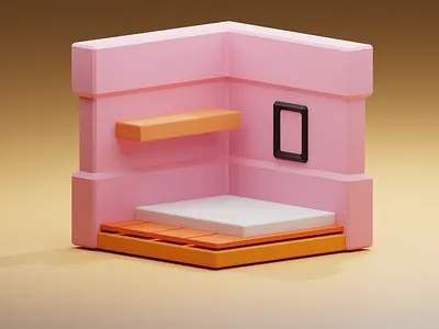 Minimalistic pink bedroom 3d blender interior design modeling