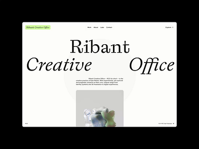 Ribant Creative Office 3d 3d modeling 3d rendering animation branding cgi front end development graphic design interactive design motion typography ui uiux design web web design web development