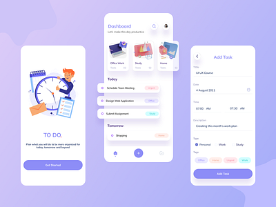 TO DO APP UI 3d android app blue design home page interface ios manage mobile purple screen task todo ui ui design ui ux user experience ux