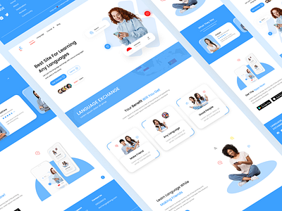 Language Exchange Website app clean design language learning responsive ui uidesign uiux webdesign website world