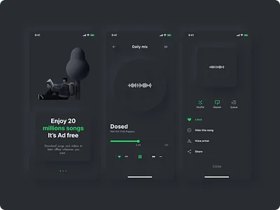Music app dark interface aesthetic app brand dark mode glassmorphism modern ui music music app mustasir neumorphism spotify trending ui ui ui ux