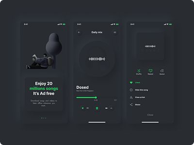 Music app dark interface aesthetic app brand dark mode glassmorphism modern ui music music app mustasir neumorphism spotify trending ui ui ui ux
