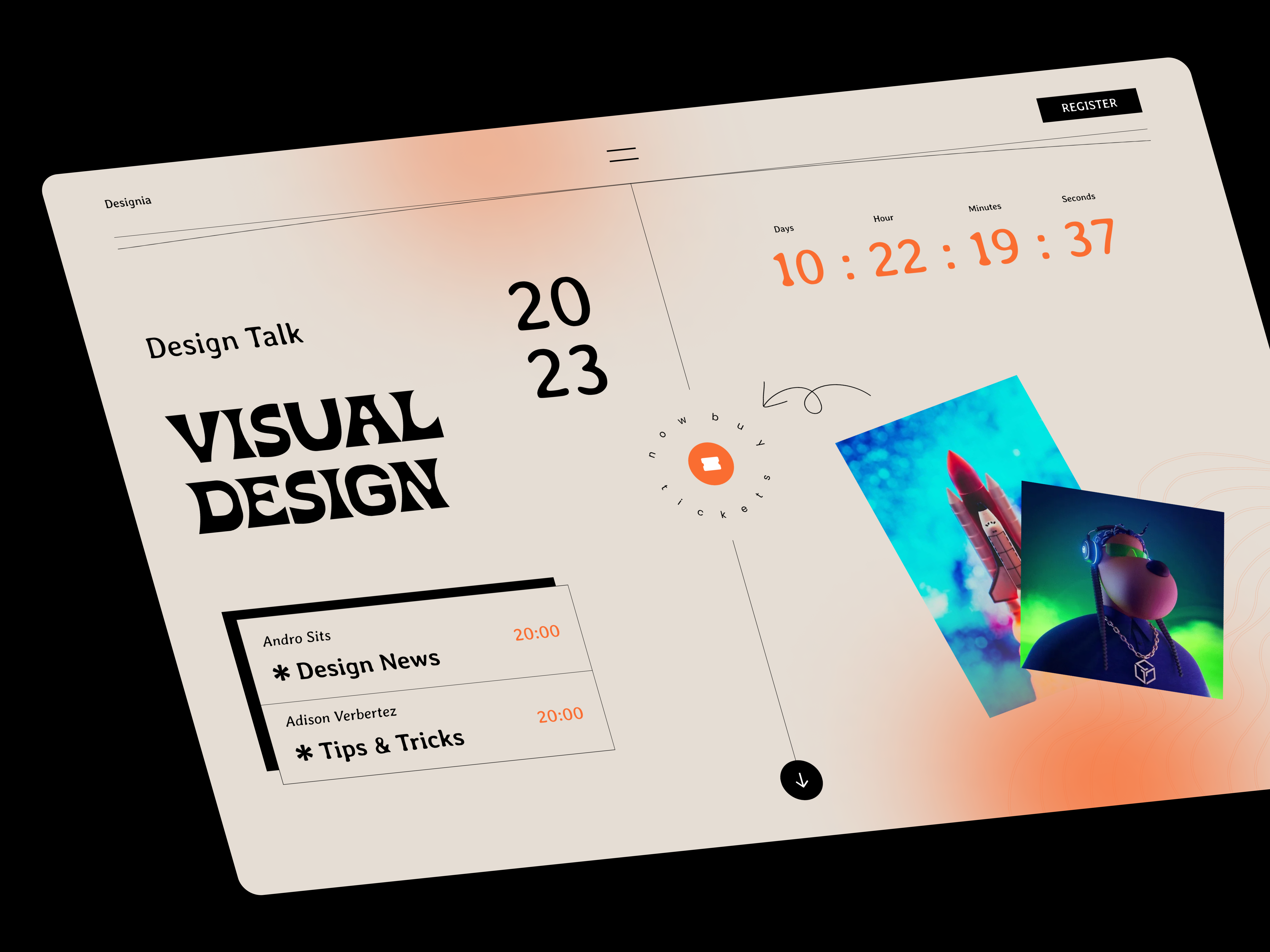 Example of Designia Retro UI Design Website