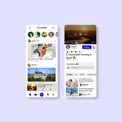 Rumble - Video Player App UI Design Template 3d animation app branding design graphic design illustration logo motion graphics player rumble template typography ui uidesign uiux ux uxdesign vector video