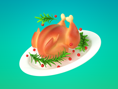 Christmas chicken 3d design illustration