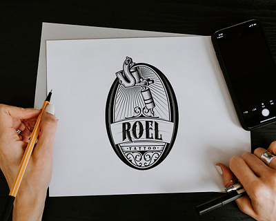 ROEL TATTOO design graphic design illustration illustrator logo studio tattoo typography vector vintage