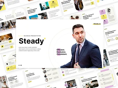 Steady - Business Presentation Template agency branding business graphic design layout modern office pitchdeck portfolio powerpoint presentation professional workspace
