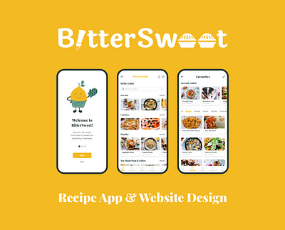 BitterSweet adobe illustrator bittersweet character illustration cute character cute lemon illustration lemon lemon chef onboarding illustrations recipes vector illustrations