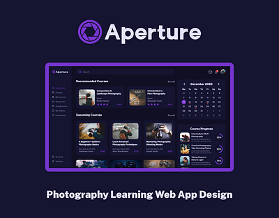 Aperture adobe xd aperture education knowledge lens photography photography learning web app shallow depth of field ui design uiux design visual design web app design