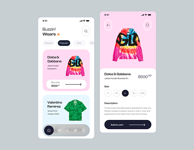 Buzzin' Wears cart checkout clean clothes design ecommerce mobile shoes wears