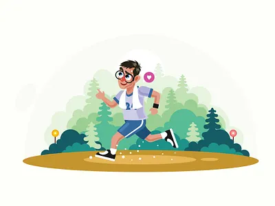 Young Man Jogging in Park Vector Illustration sport