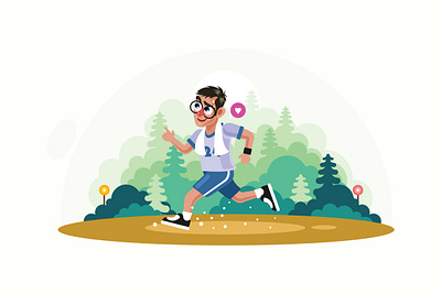 Young Man Jogging in Park Vector Illustration sport