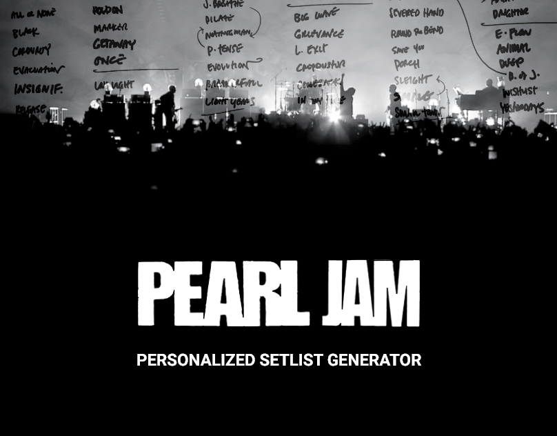 Pearl Jam - Personalized Setlist Generator adobe xd music pearl jam personalised experience rock rock band setlist generator ui design uiux design visual design