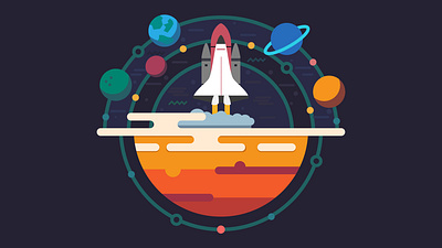Flat Vector Space Rocket. branding design flat shapes flat vector graphic design illustration illustrator vector