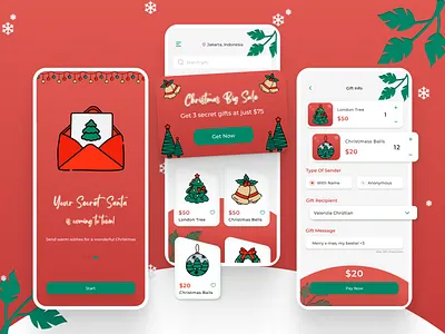 Secret Santa's Mobile App 🎅 2023 android christmas christmas app christmas gift clean creative figma gifts happy holidays illustration ios merry christmas mobile app new year santa secret santa ui xmas