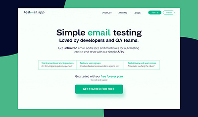 SaaS Landing Page: testmail apple canada clean email landing landing page minimal saas simple testing toronto