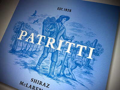 Steven Noble's profile Patritti Wine Label Illustrated by Steven artwork design engraving etching illustration ink line art logo scratchboard steven noble wine label
