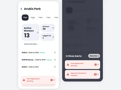 Critical errors / notifications app cards design mobile ui ux
