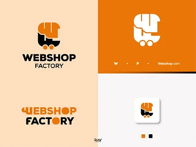 Webshop Factory brand brand identity brand logo branding cart logo combination logo logo icon logo mark logo presentation logomark logotype rayphotostration simple logo trendy logo typography logo webshop logo wordmark logo yellow logo