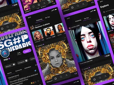 Celebrity nft marketplace app design branding dailyui design designer logo nft ui ui design ui ux design uidesign uidesigner uiux ux ux design web3 web3 design