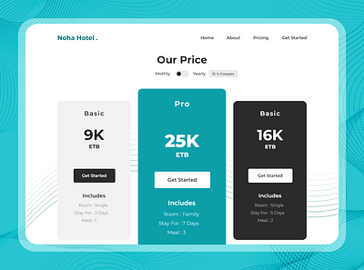 Noha Hotel Pricing Package concept design package pricing ui ux web