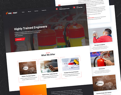 Fire Protection Security Website Landing Page app design branding design fire extinguisher fire protection fire security fire website homepage illustration landing page logo mobile apps protection security app security website ui design ui ux ux design webdesign website