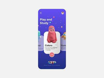 UX/UI design of the main screen for the children app app design graphic design illustration typography ui ux