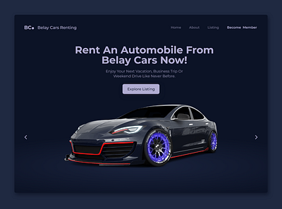 Belay Car Rental UI Design 3d animation graphic design ui