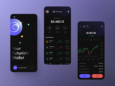 Crypto Wallet App app bitcoin blockchain crypto crypto app crypto trading crypto wallet cryptocurrency galaxy minimal mobile app design mobile design mobile ui space trading view uidesign uidesigner uiux wallet wallet app