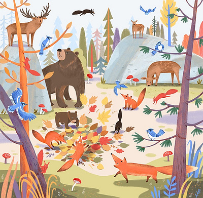 Forest Fractions X Tatsiana Burgaud animals books childrensbook editorial educational forest magazine narrative