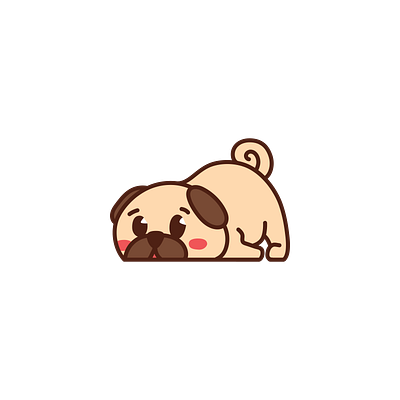 Cute Pug laying down animation design graphic design illustration vector