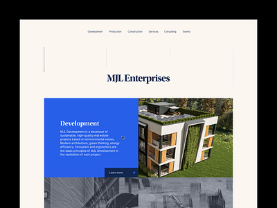Website design landing page real estate ui website