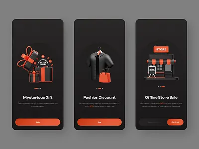 Black Friday Onboarding Screen 3d 3d assets 3d icon 3d illustration black friday dark mode deal discount friday market marketplace mobile app offer onboarding onboarding screen sale shoping ui uigo ux