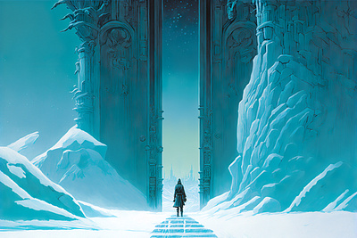 Ice Castle 2 ai art color concept design digital gradient illustration light midjourney minimal painting photoshop simple snow