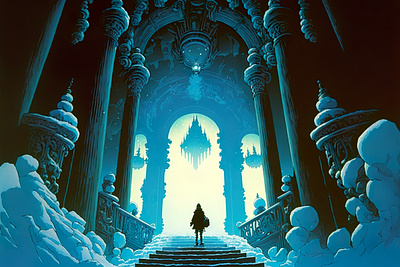 Icy Castle 10 ai art color concept design digital gradient illustration light midjourney minimal painting photoshop simple snow