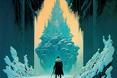 Icy Castle 3 ai art color concept design digital gradient illustration light midjourney minimal painting photoshop simple snow